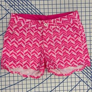 Birdies and Bows Golf Shorts Hot Pink and White Size 6
